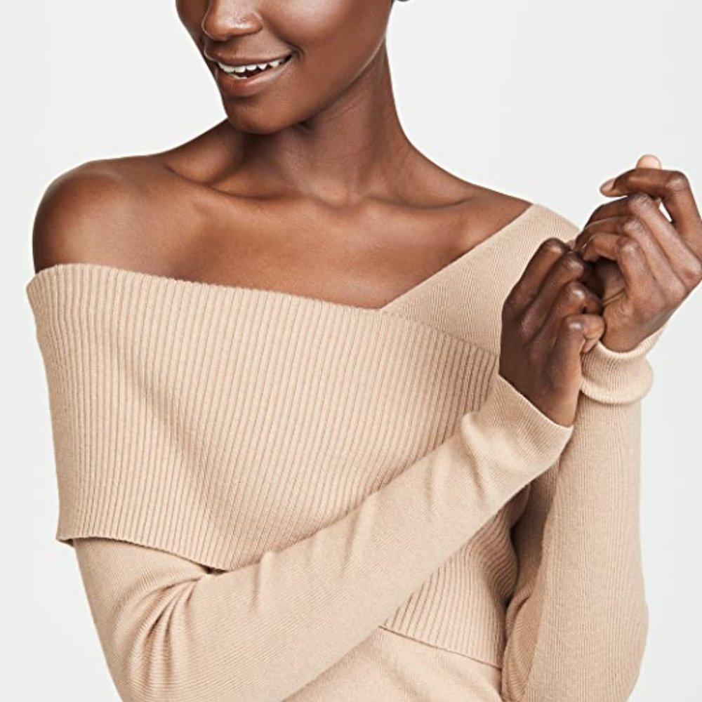 Line & Dot One Shoulder Sylvie Sweater in Beige (Never Worn) - Picture 4 of 8